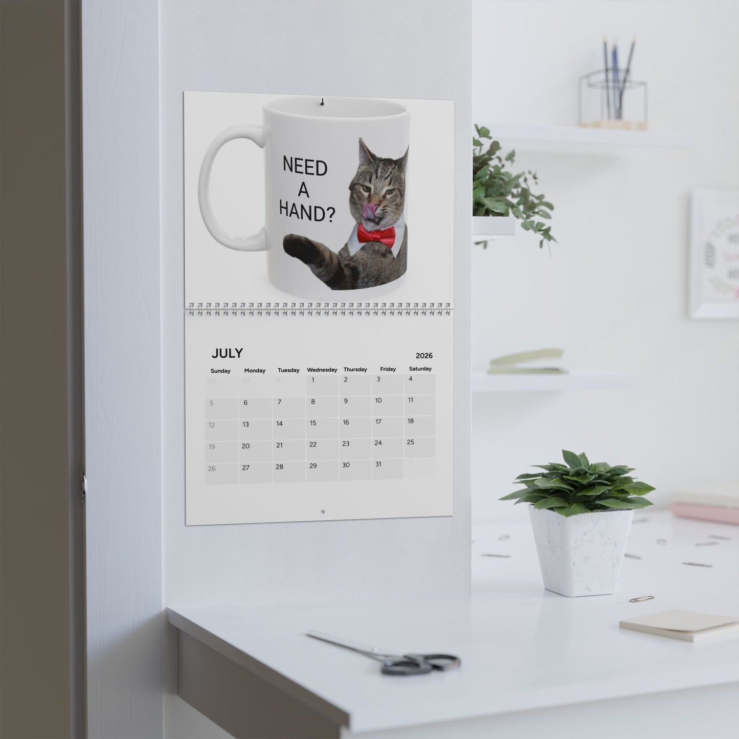 2026 Cat Wall Calendar — Tabby Cat & Dad