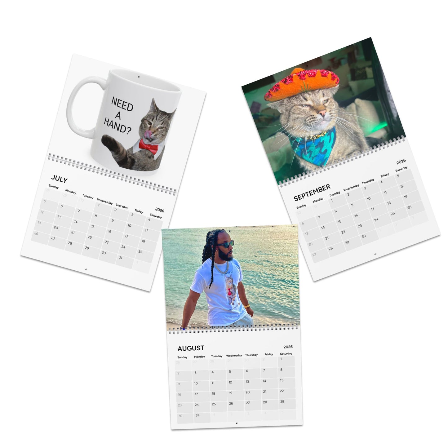 2026 Cat Wall Calendar — Tabby Cat & Dad